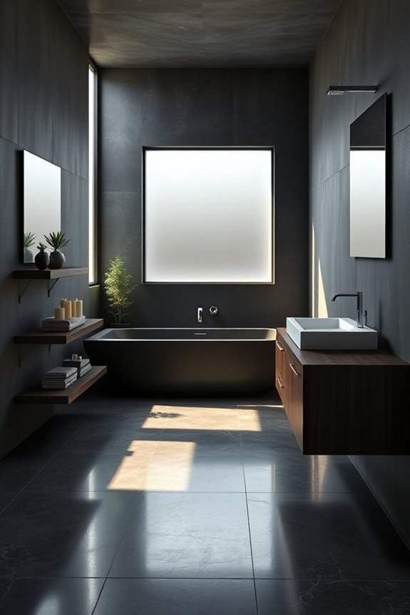 dark concrete bathroom design