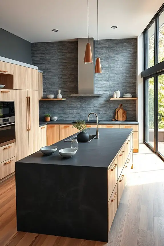 dark concrete light wood