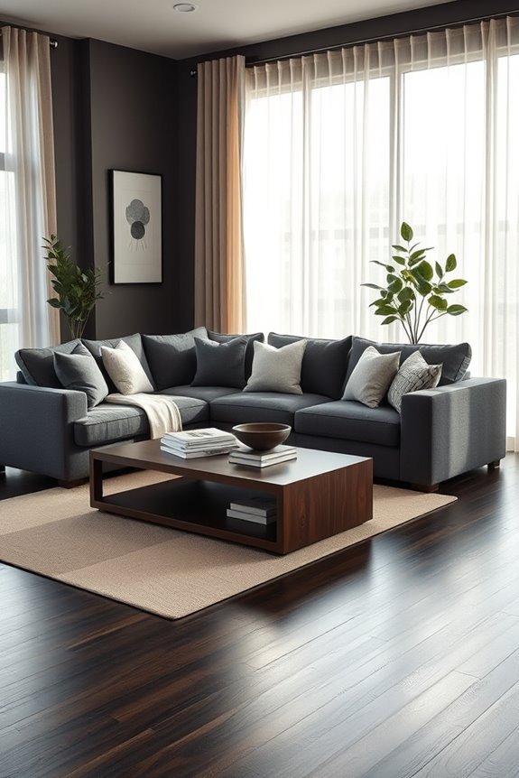 dark flooring enhances ambiance