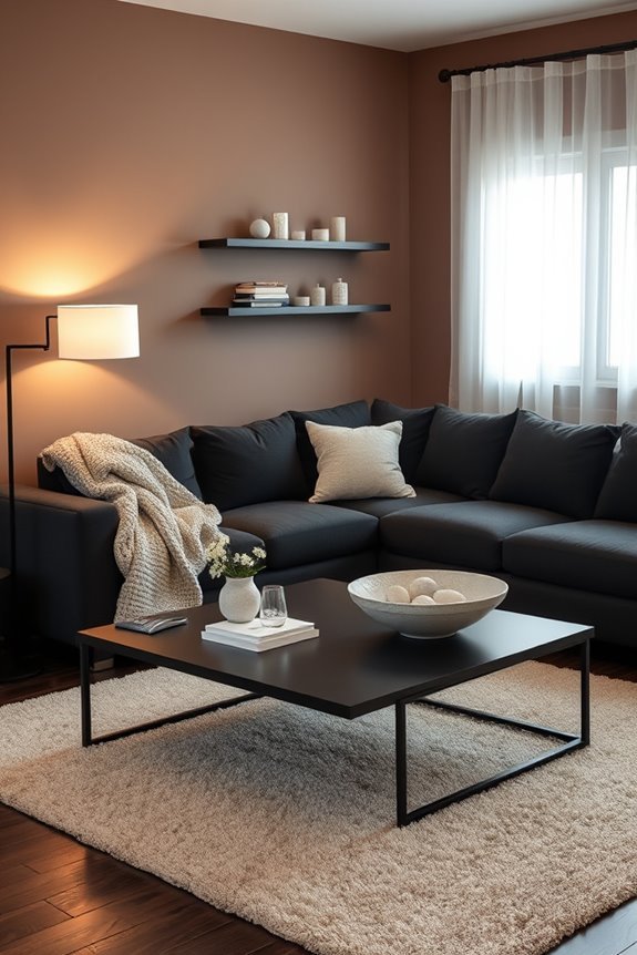 dark furniture light accessories