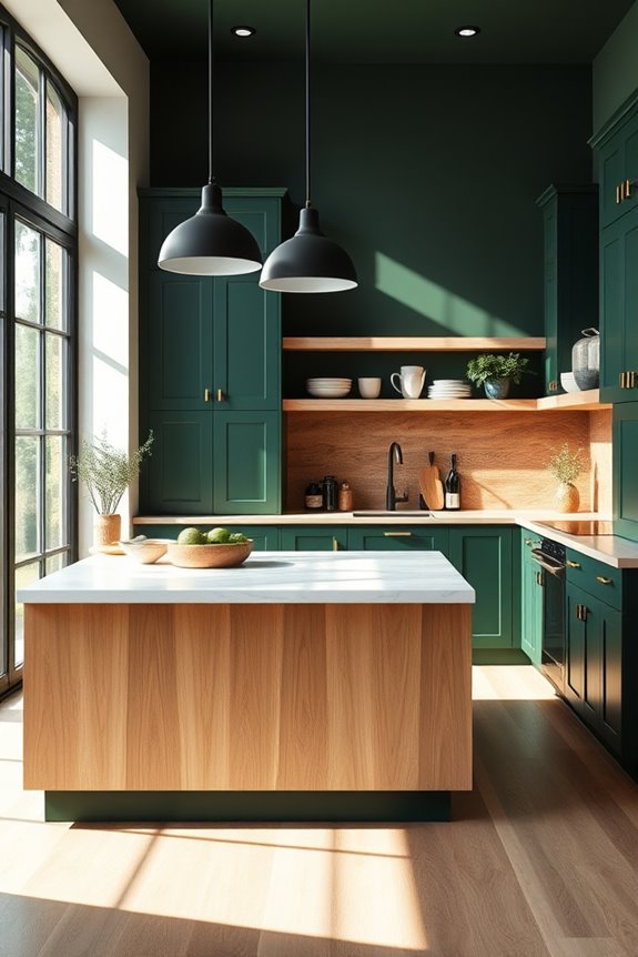 dark green and wood