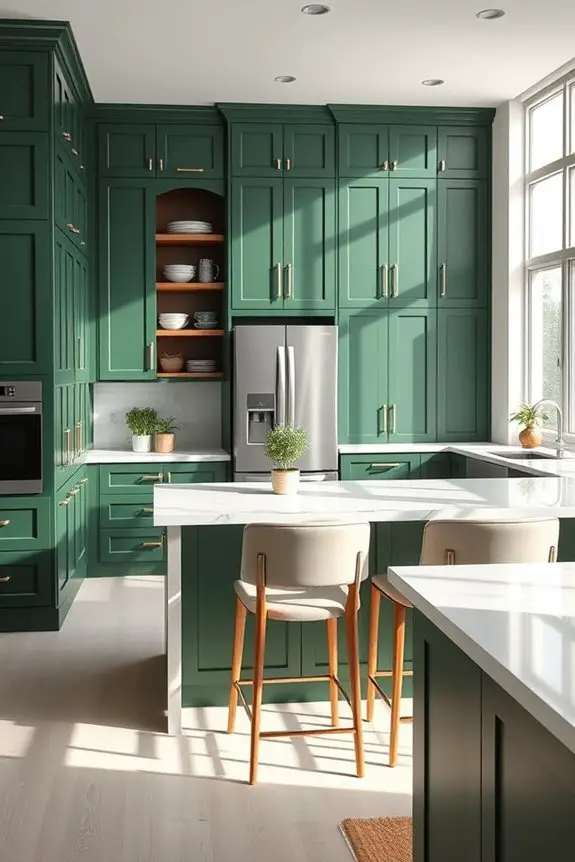 dark green kitchen elegance