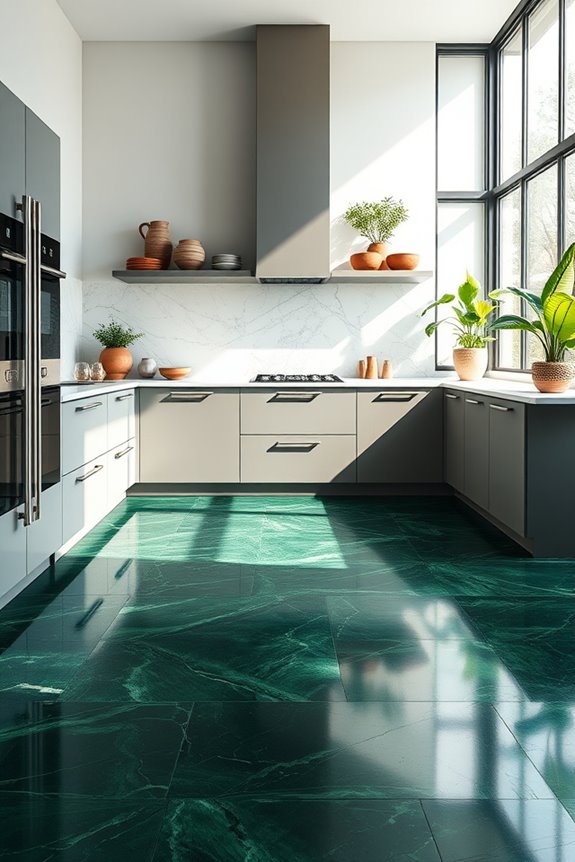 dark green kitchen flooring options