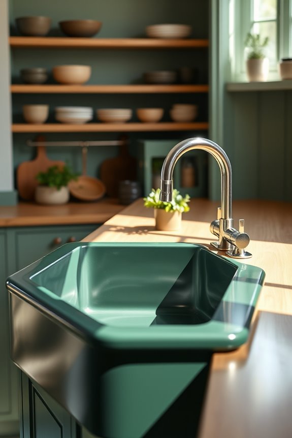 dark green sink elegance