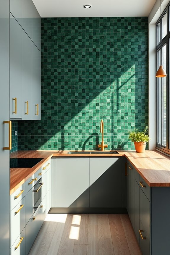 dark green tile aesthetics