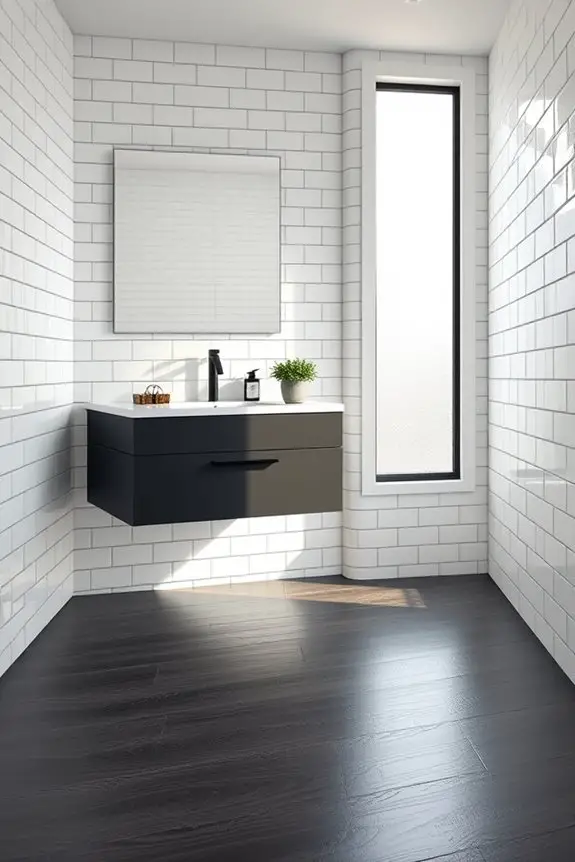 dark grout white tiles