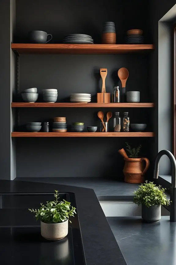 dark shelving design elegance