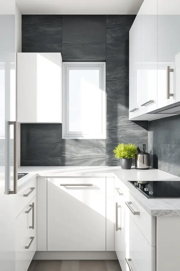 dark slate kitchen contrast