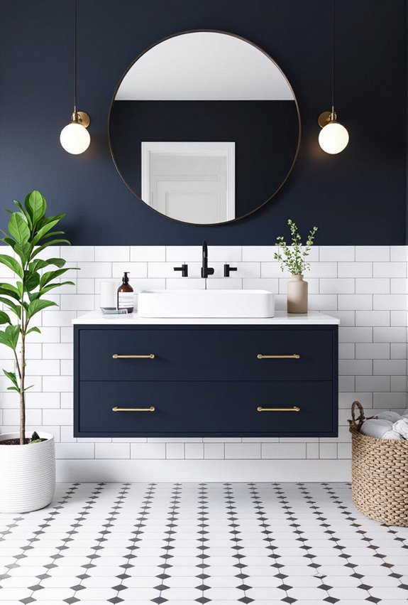 dark vanity bright surroundings