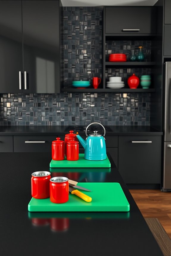 dark vibrant kitchen accessories