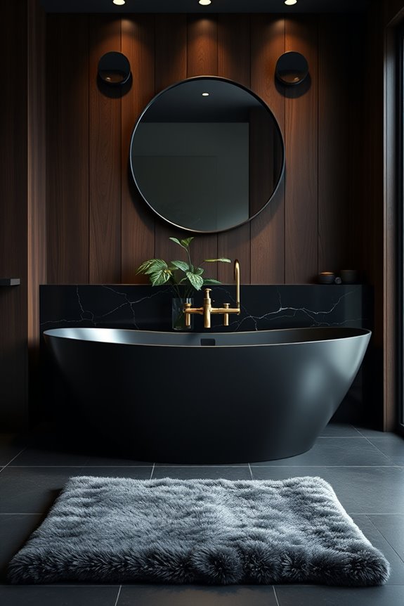 dark wood bathroom accents