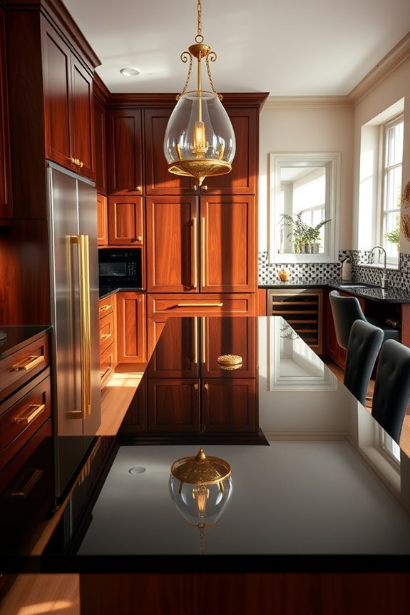 dark wood gold hardware contrast