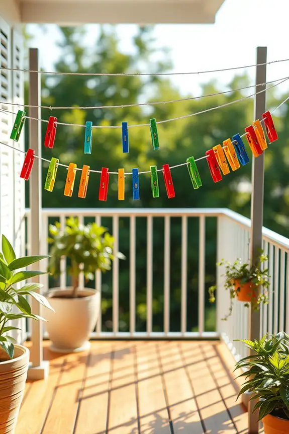 decorative clothespins on strings