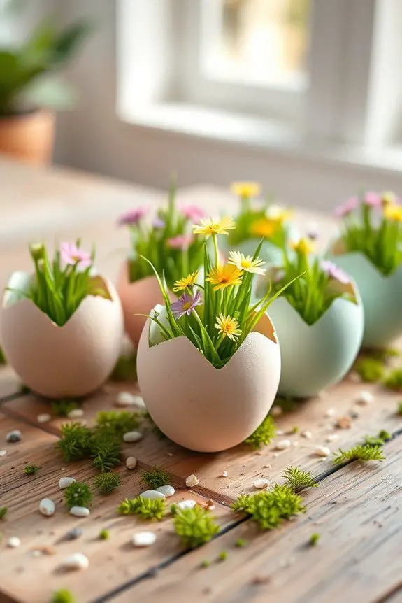 decorative eggshell herb planters