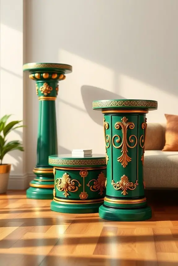 decorative green gold pedestals