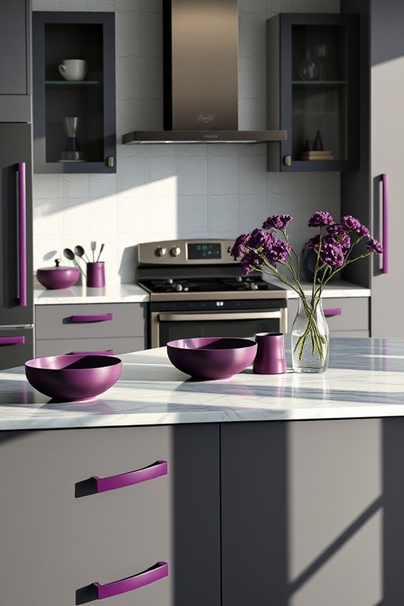 deep purple kitchen accents