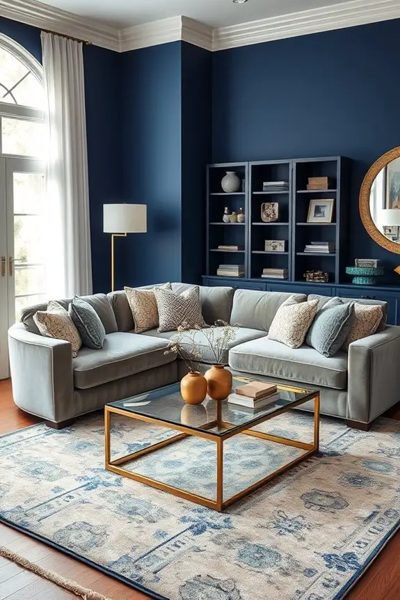 deep sapphire living room elegance