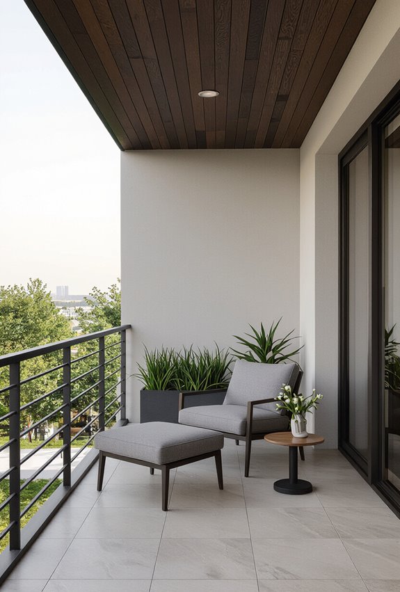 deep walnut or charcoal ceiling
