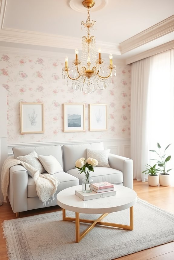 delicate chandelier enhances ambiance