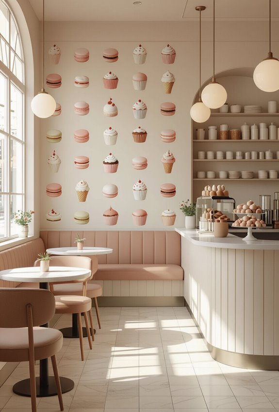 dessert themed playful patterned wallpaper