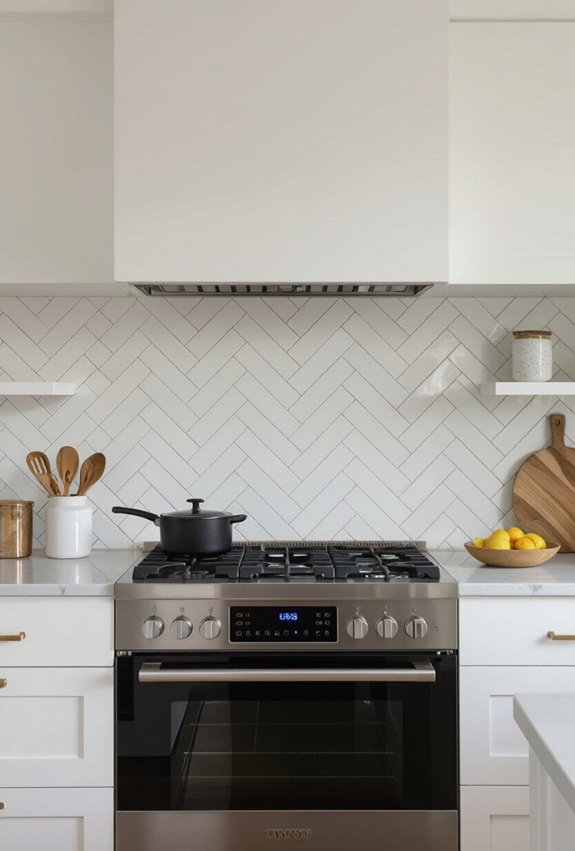 diagonal herringbone elongates small spaces