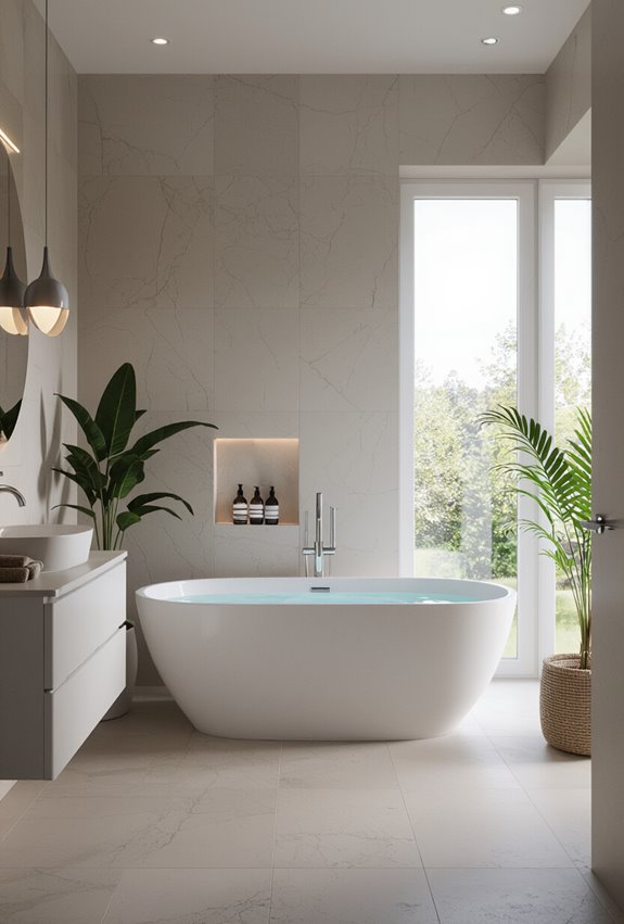 dimmer controlled layered bathroom lighting