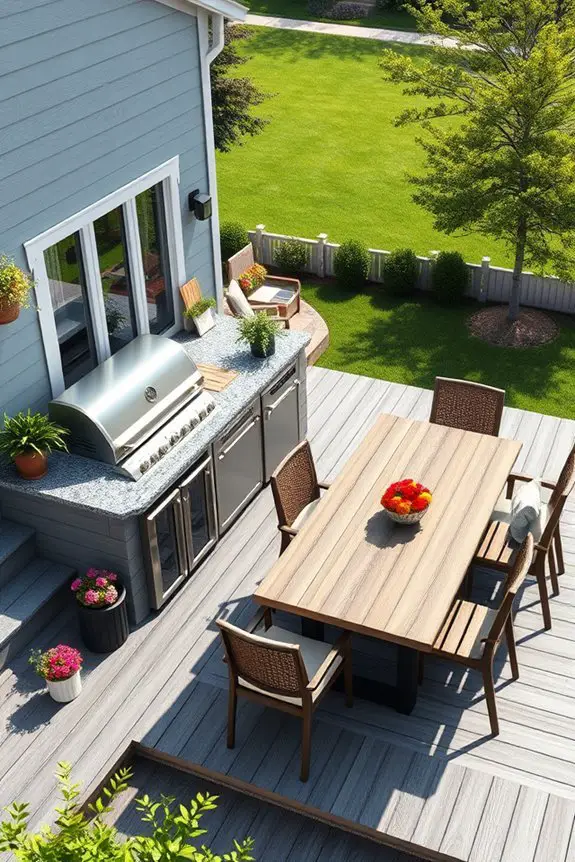 distinct cooking and dining zones