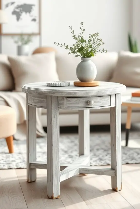 distressed finish side table