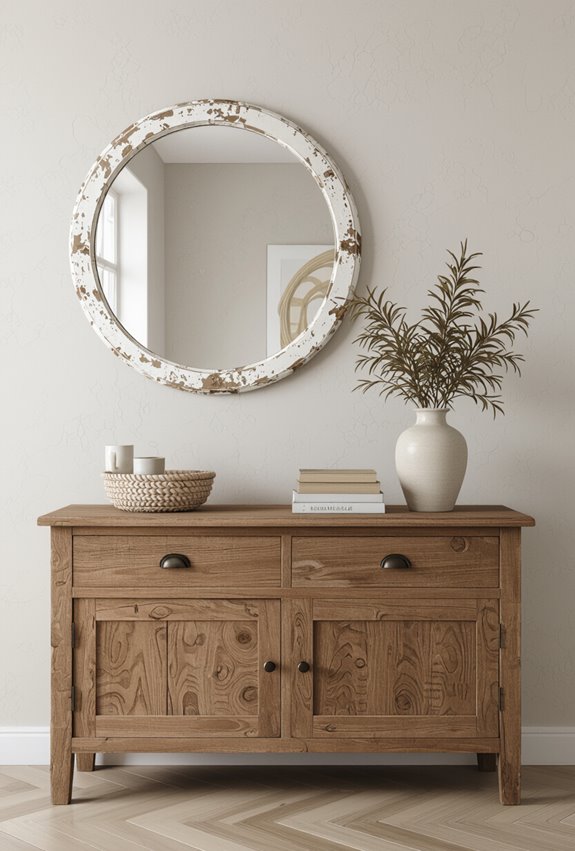 distressed vintage mirrors arrangement