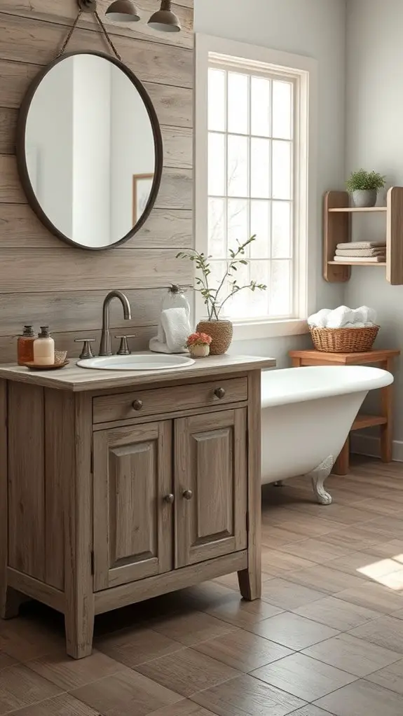distressed wood bathroom furniture