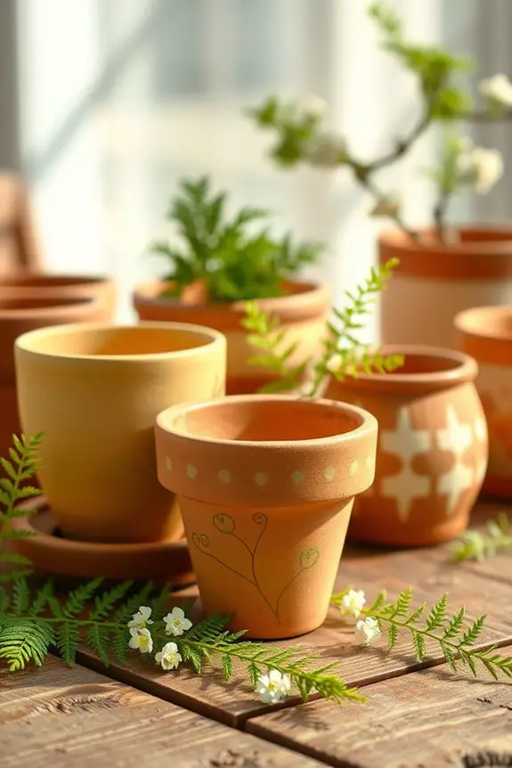 diy colorful clay pots
