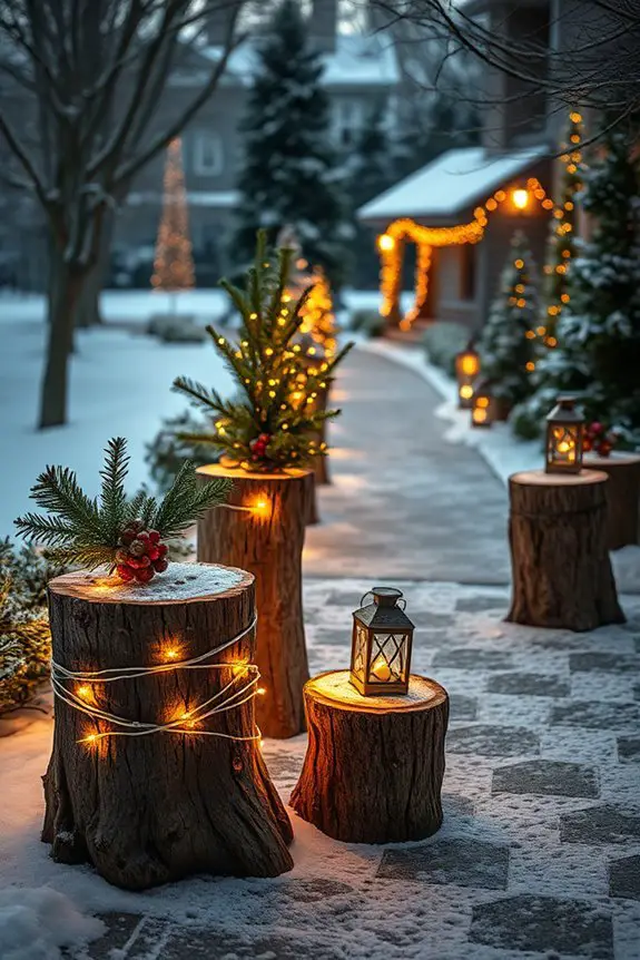 diy festive tree stumps