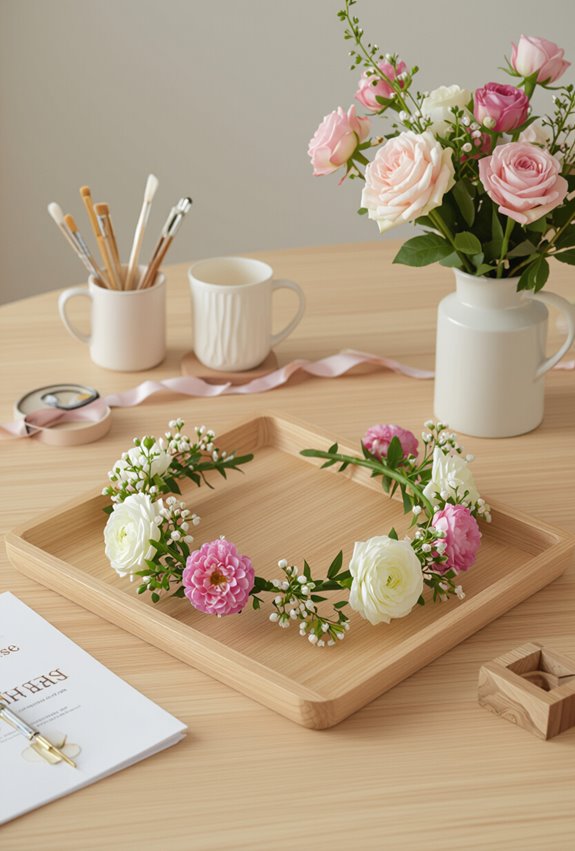 diy flower crown crafting station