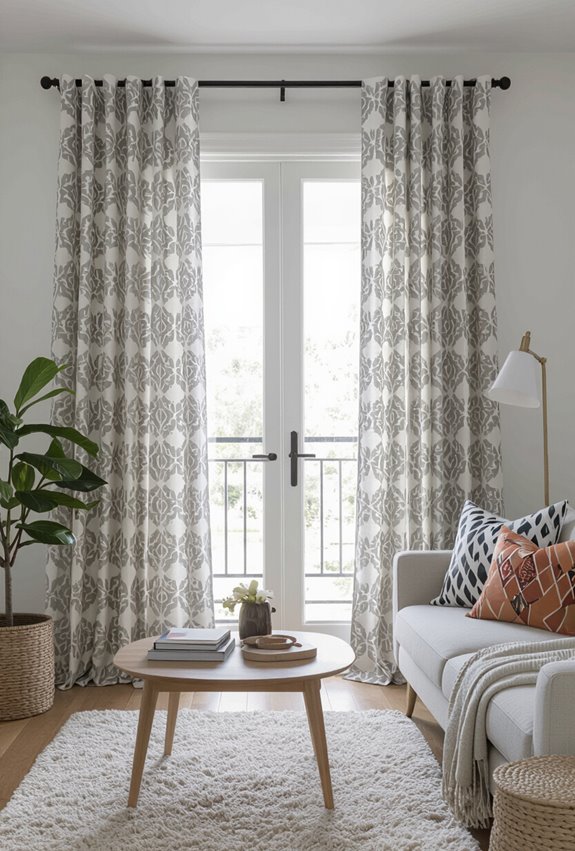 diy stenciled fabric curtain panels
