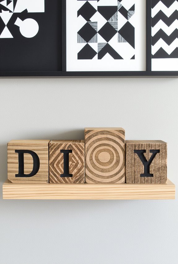 diy typography wood blocks
