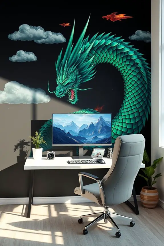 dragon themed gaming room decor