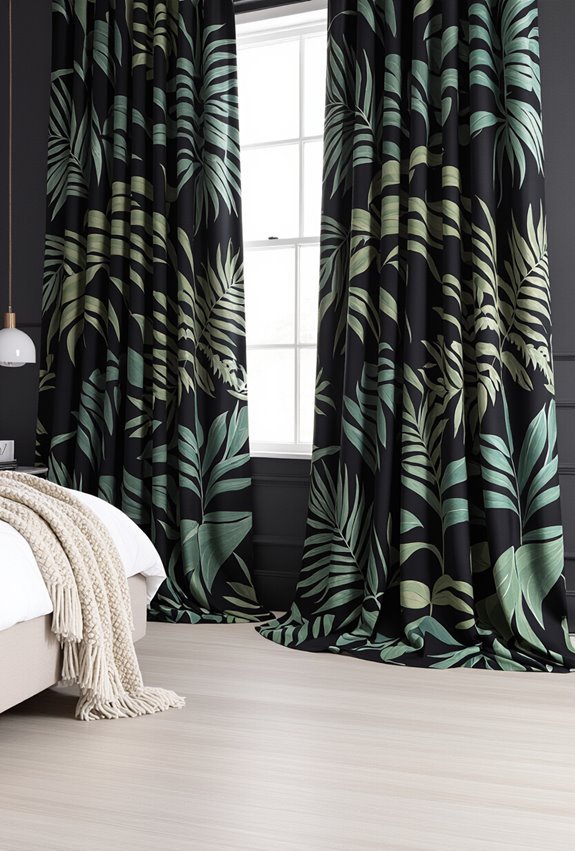 dramatic botanical print drapery