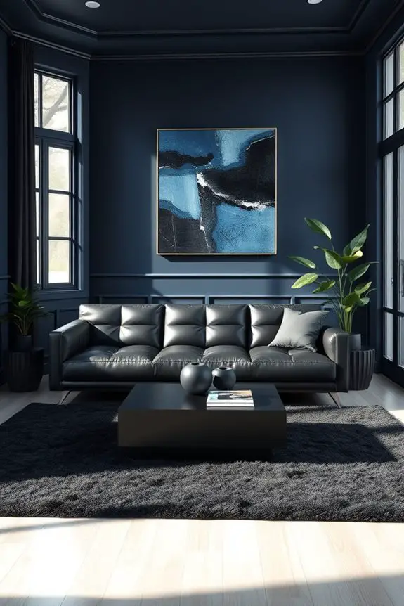 dramatic dark blue decor