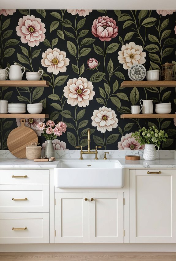 dramatic dark floral wallpaper