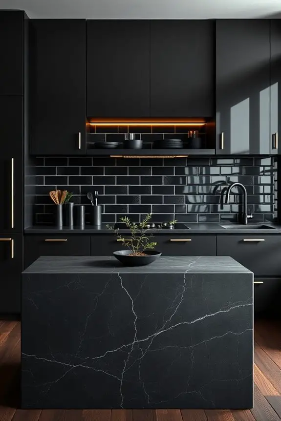 dramatic dark grout contrast