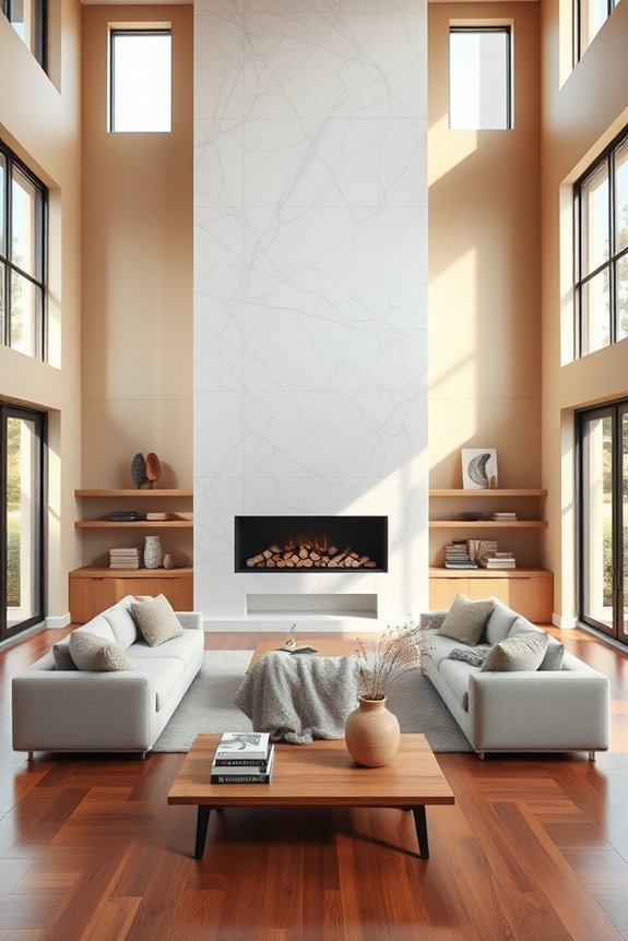 dramatic fireplace focal point
