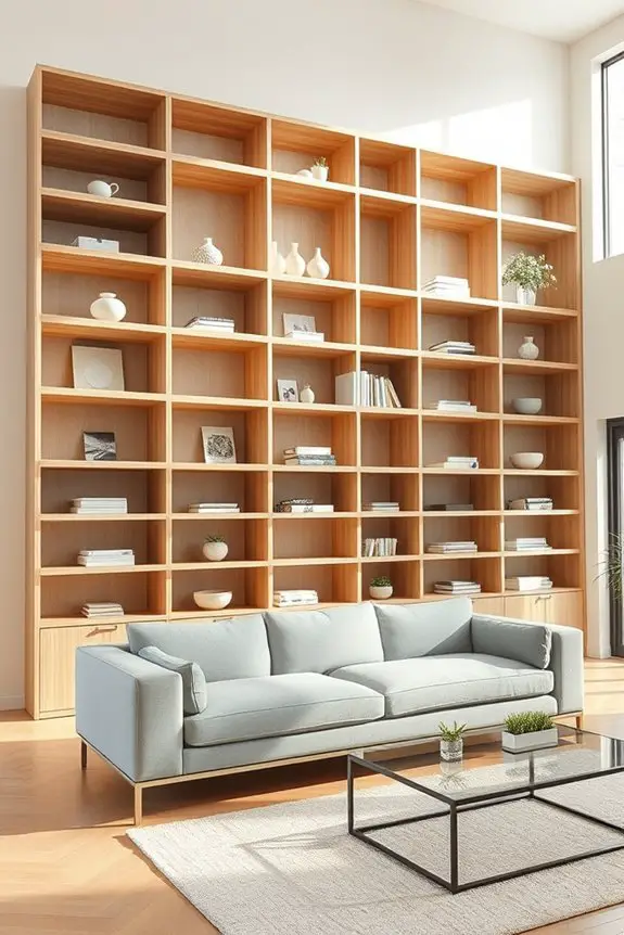 dramatic floor to ceiling shelving