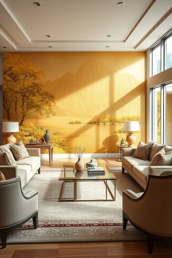 dramatic gold mural effects
