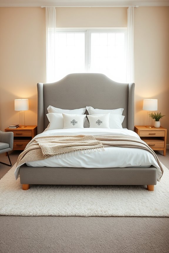 dramatic high headboard bed style