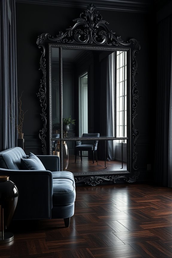 dramatic mirrors enhance interiors