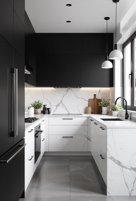 dramatic monochrome modern kitchen