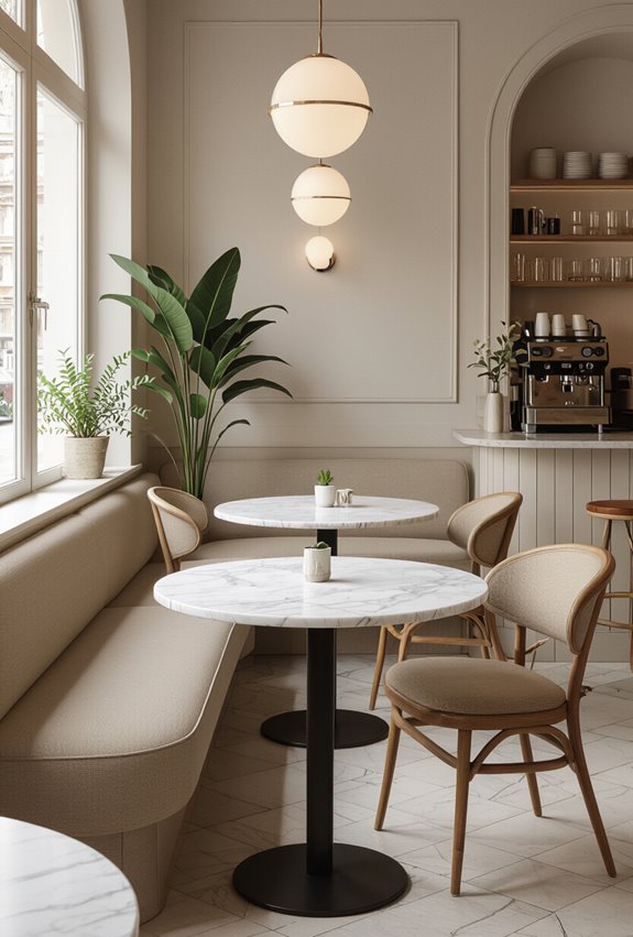 dramatic veined marble tables