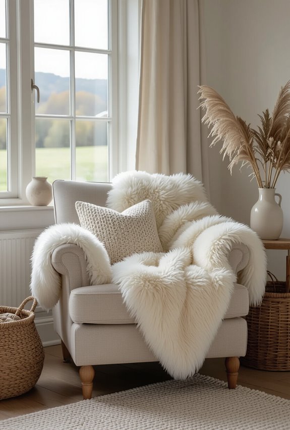 draped sheepskin and fauxfur