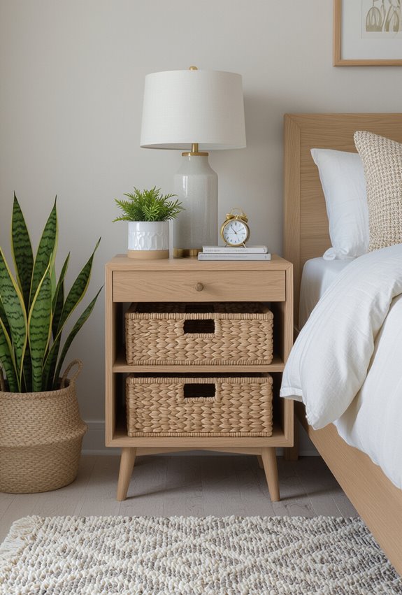 drawerless open frame bedside table