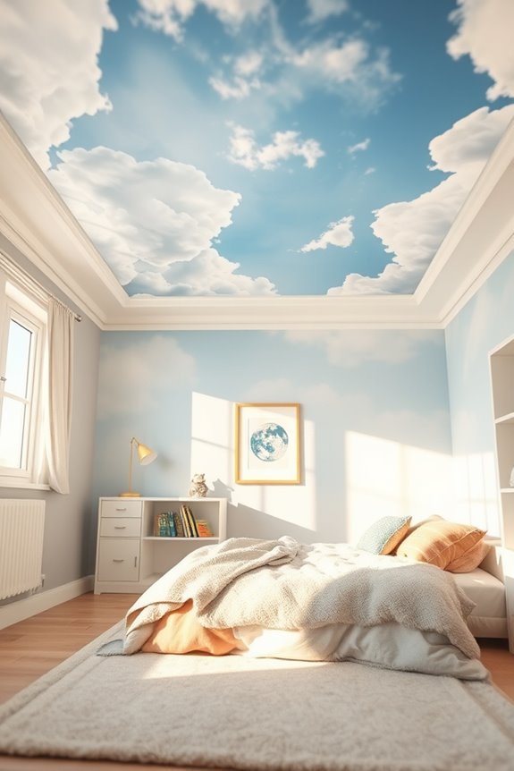 dreamy cloudy sky mural